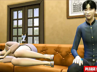 step Young gentleman Fucks Korean Big Tits Mama Exceeding The Couch Watching TV &vert; Korean Mama And Young gentleman Fucking